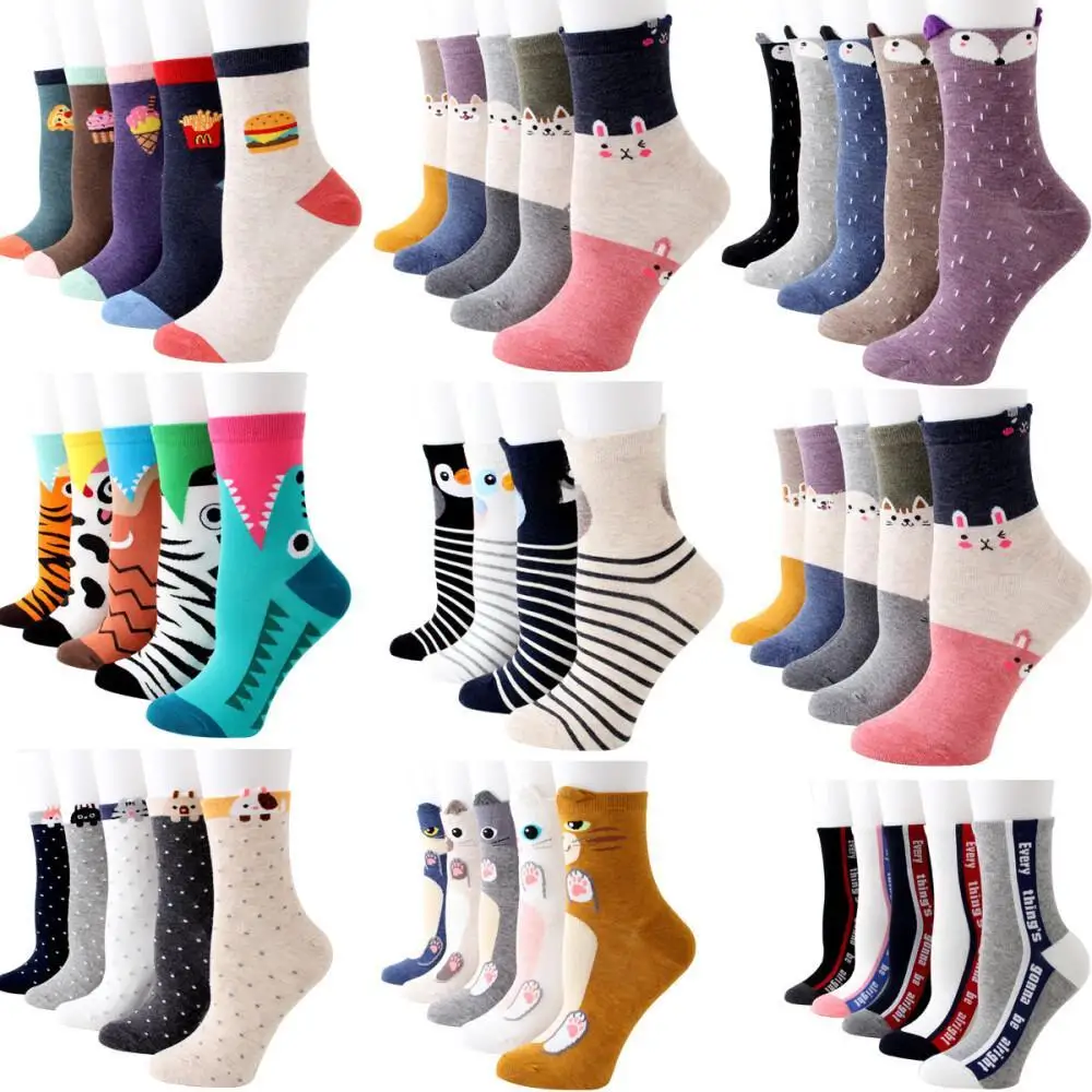 Socks Cartoon Set 5 Pack Cotton Combination Women Hosiery Apparel Wholesale Price