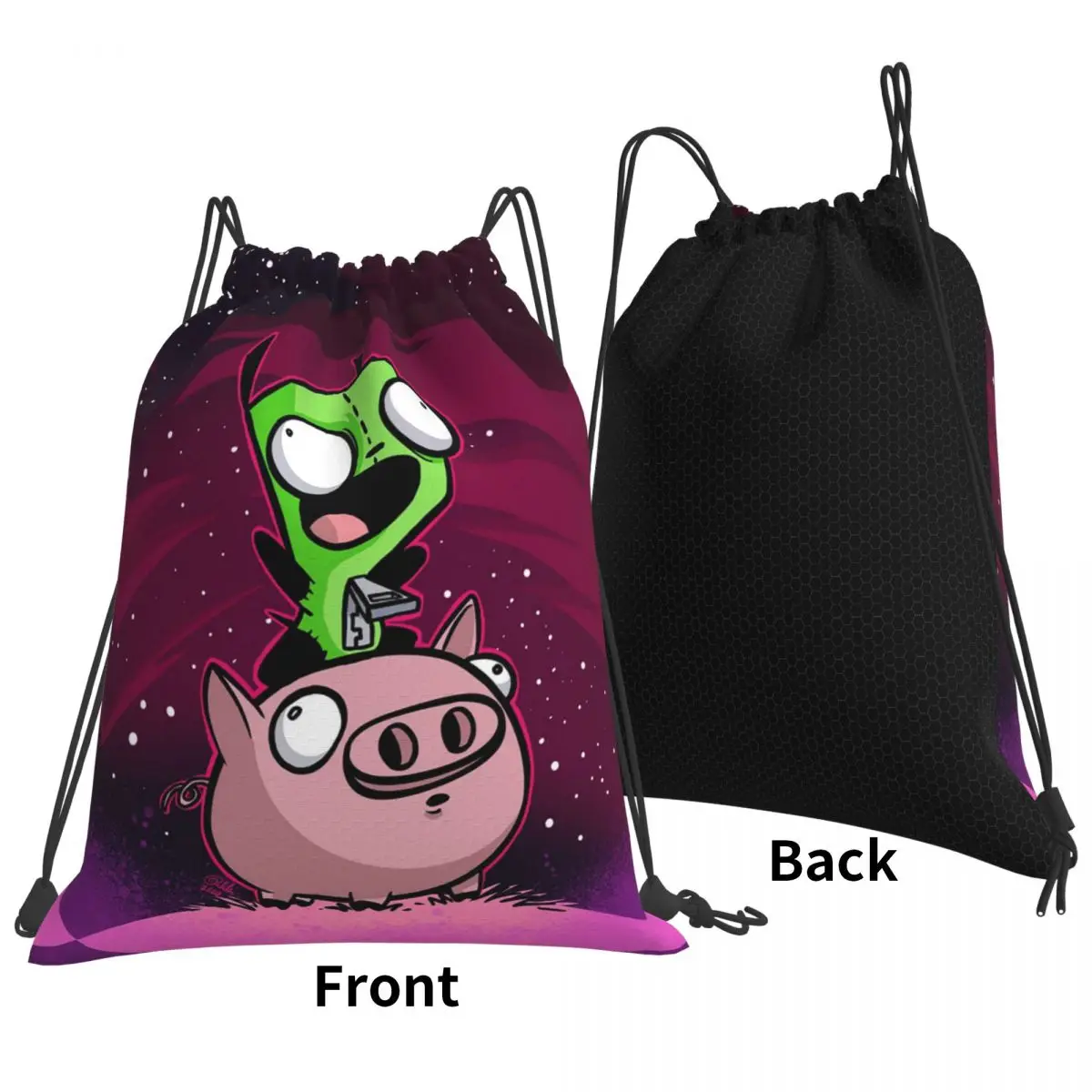 Space Pig Autographed Print Etsy Backpacks Multi-function Drawstring Bundle Pocket Sports Bag Book Bags for Travel School