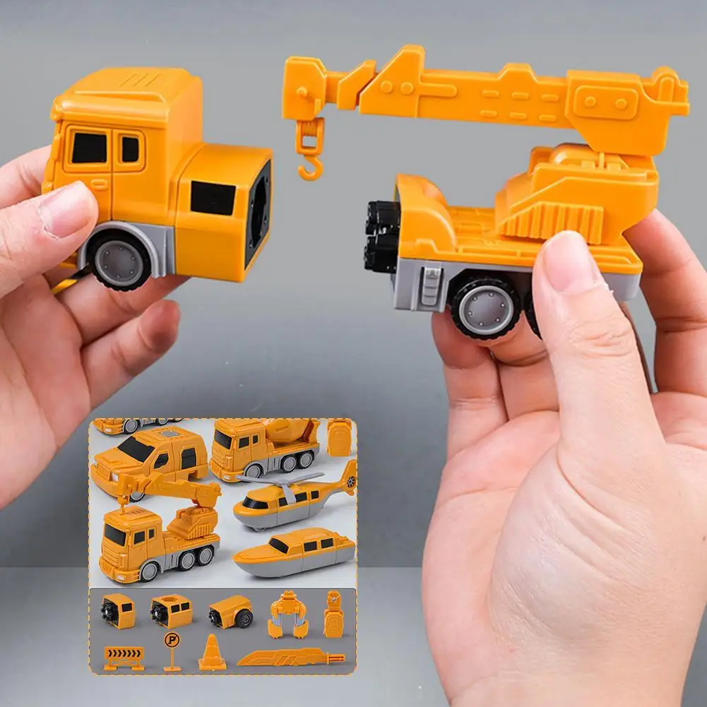 Magnetic Transform Engineering Car Assembled Toys Excavator Truck Multi-functional Combination Mixer Children's Transform R H7g6