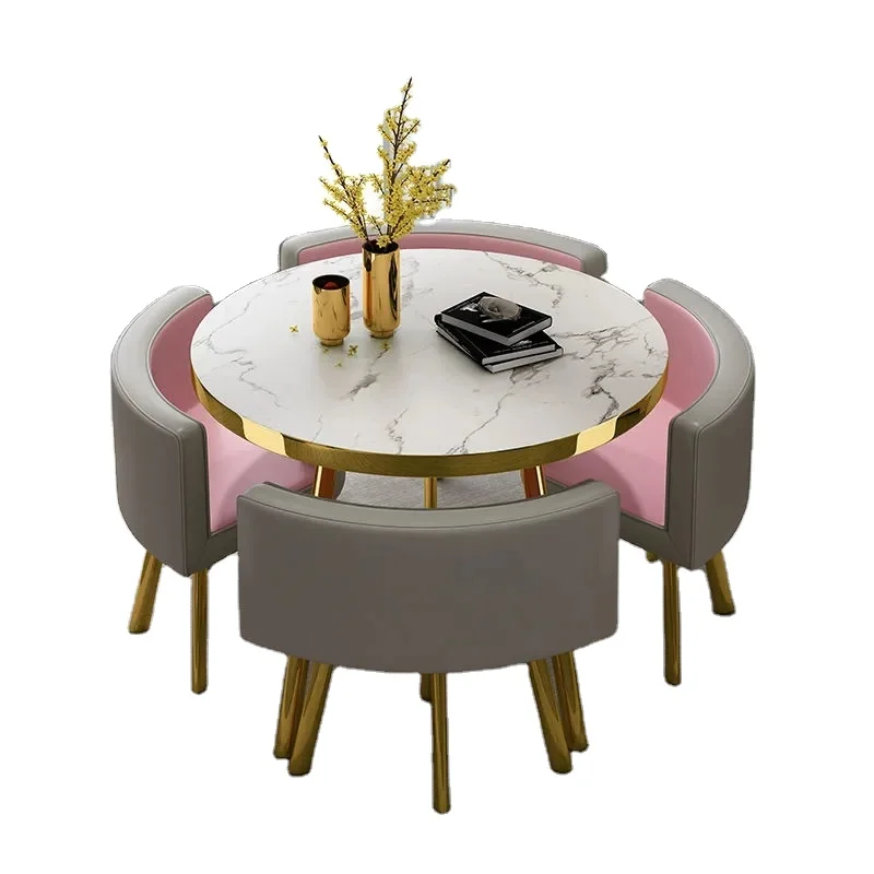 Simple Creative Coffee Shop Milk Tea Shop Small Round Table Four Chair Combination