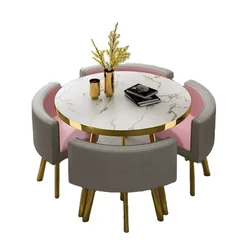 Simple Creative Coffee Shop Milk Tea Shop Small Round Table Four Chair Combination