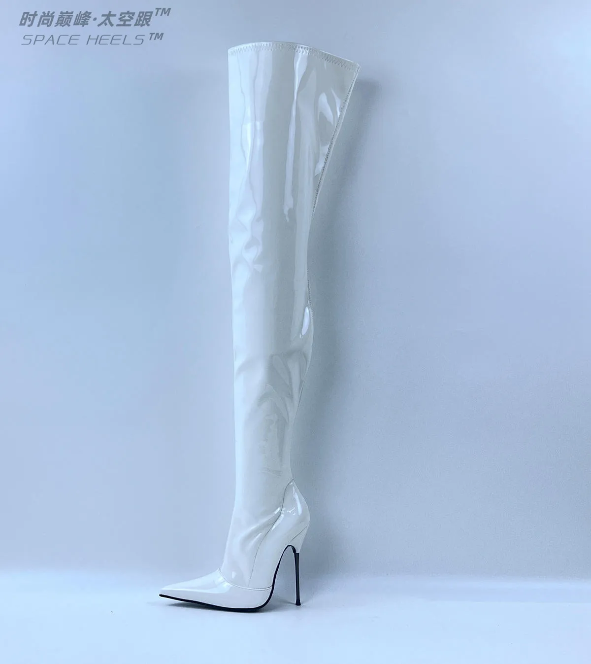 seekMate Space and Europe and America pointy patent leather ultra-high heel 73cm boots sexy customized stage pole danc