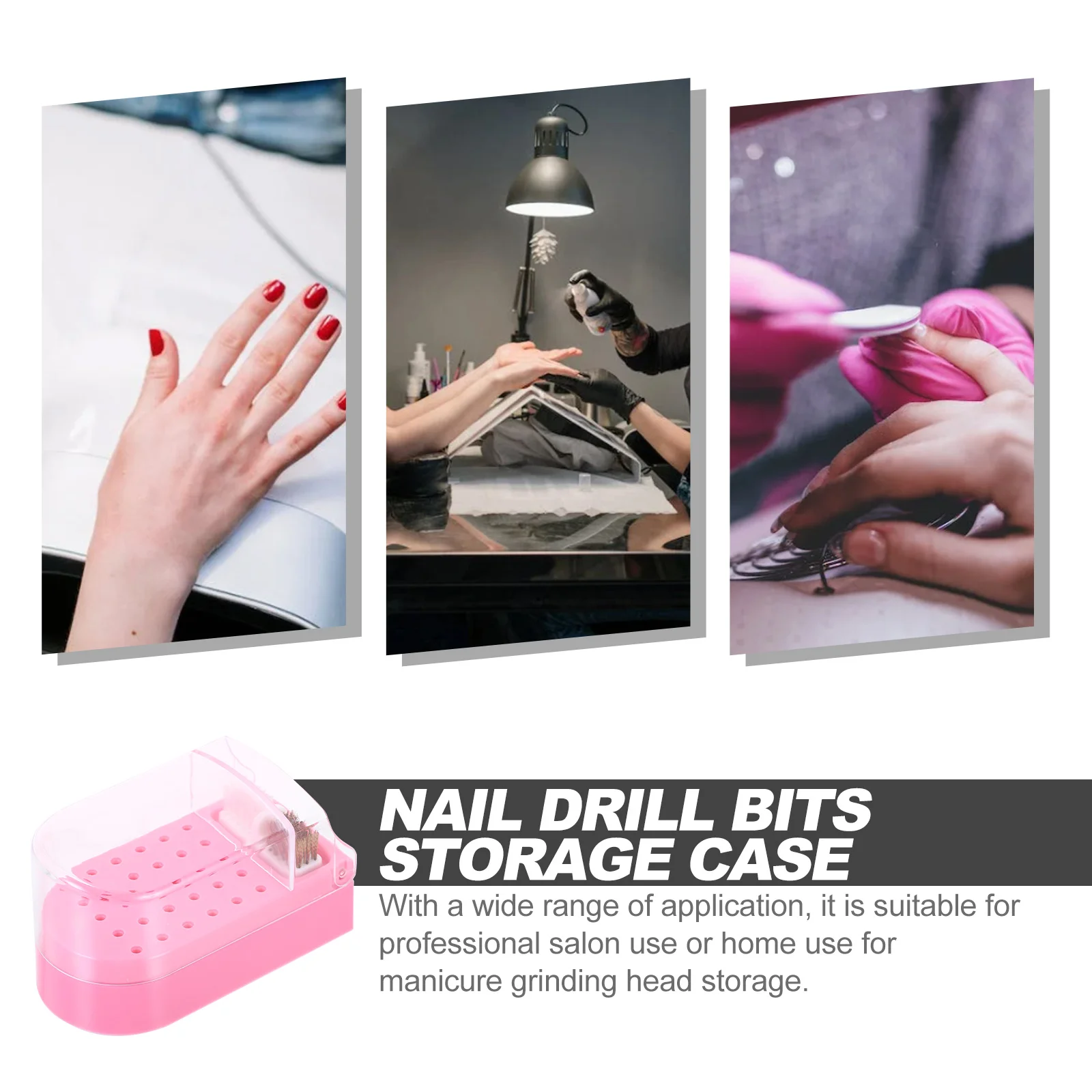 

Nail Drill Bits Storage Box Clear Organizer Manicure Grinding Head Holder Salon Nail Art Polishing Display Case