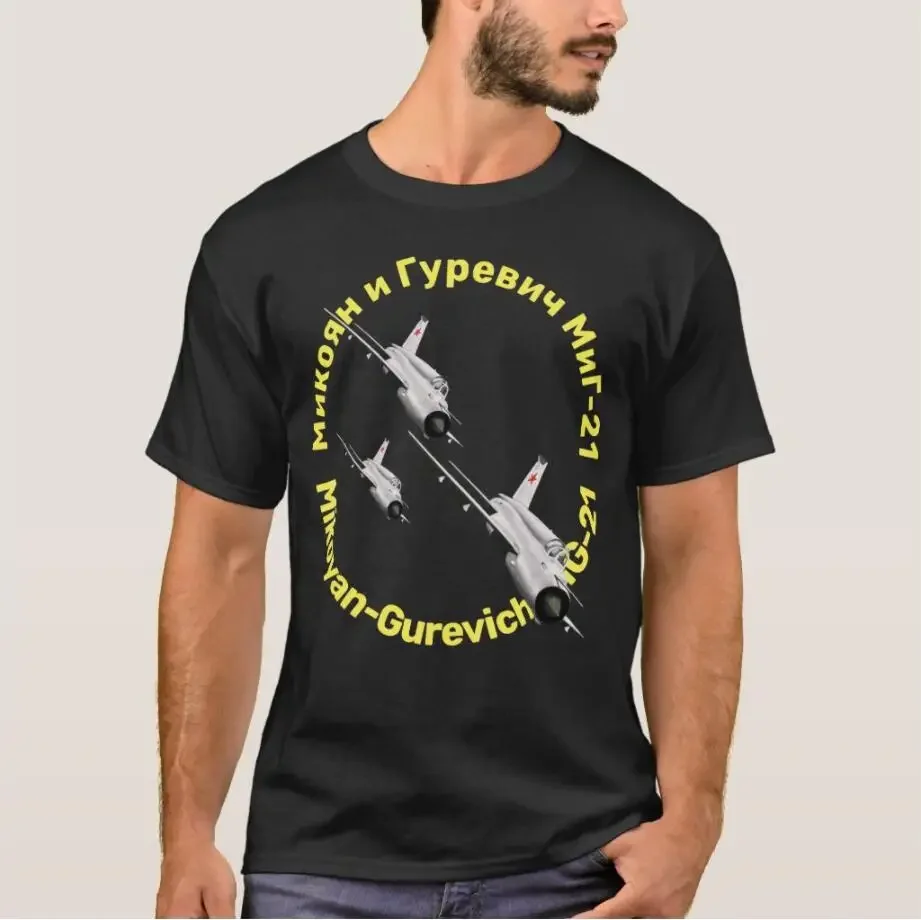 Russia CCCP Mikoyan Gurevich MiG-21 Fighter Men T-Shirt Short Sleeve Casual 100% Cotton Shirts