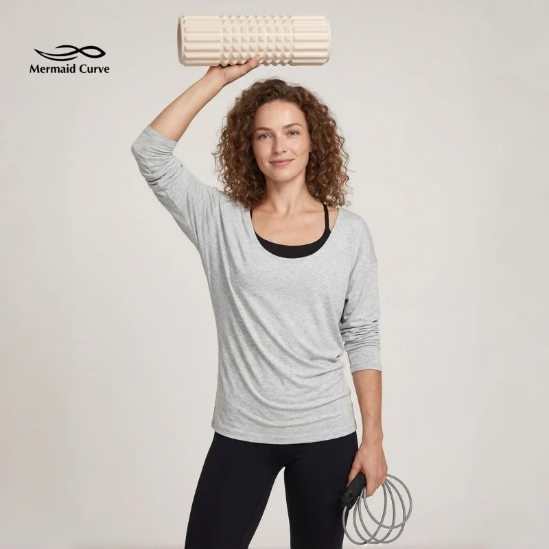 

Женские футболки с длинным рукавом, свободного кроя, для йоги, мягкие, дышащие, спортивные, для тренировок, фитнеса, бега, доступны большие размеры