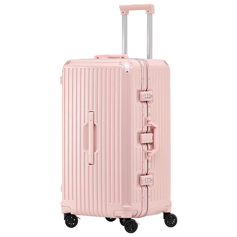 

large-capacity suitcase, aluminum frame 26-inch anti-drop high-value trolley case, suitcase, password leather case, five wheels.