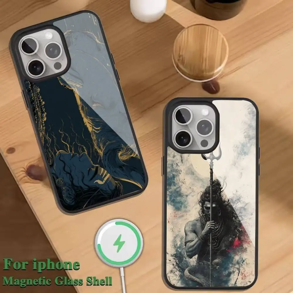 

S-Shiva Gods Phone Case For Magnetic Wireless Charge Cover For iphone 16 15 14 13 12 11 Pro Max Plus Coque