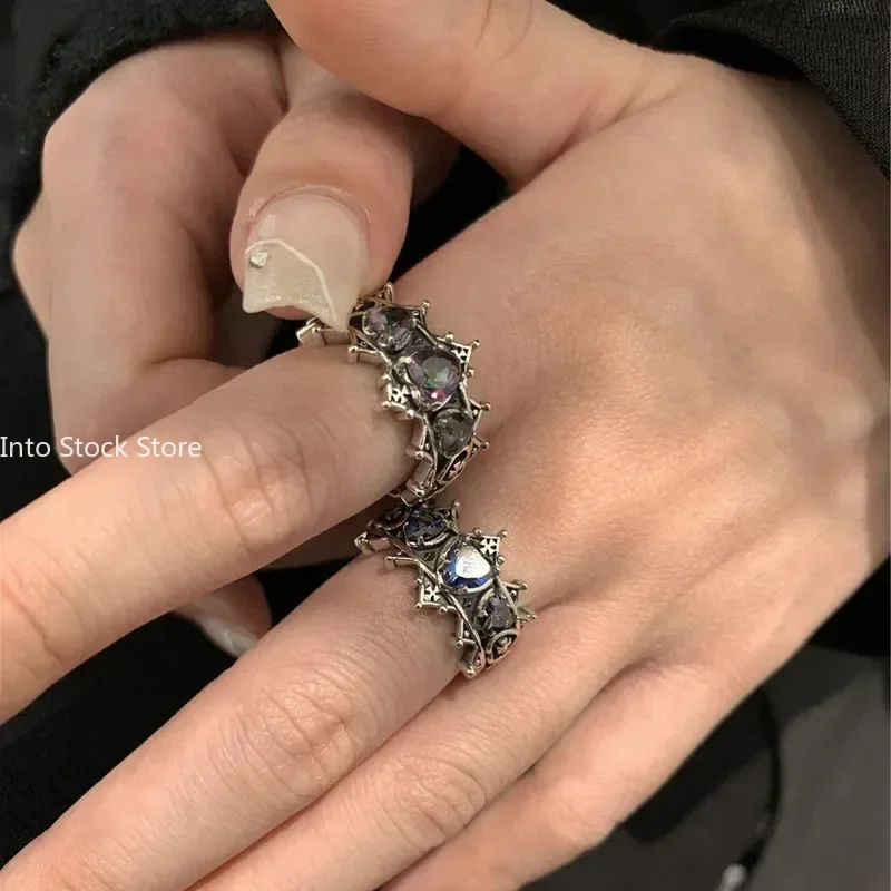 Vintage Lolita Gothic Love Heart Cross Rings for Women Girls Bridal Wedding Engagement Rings Jewelry Gift Anillos Mujer