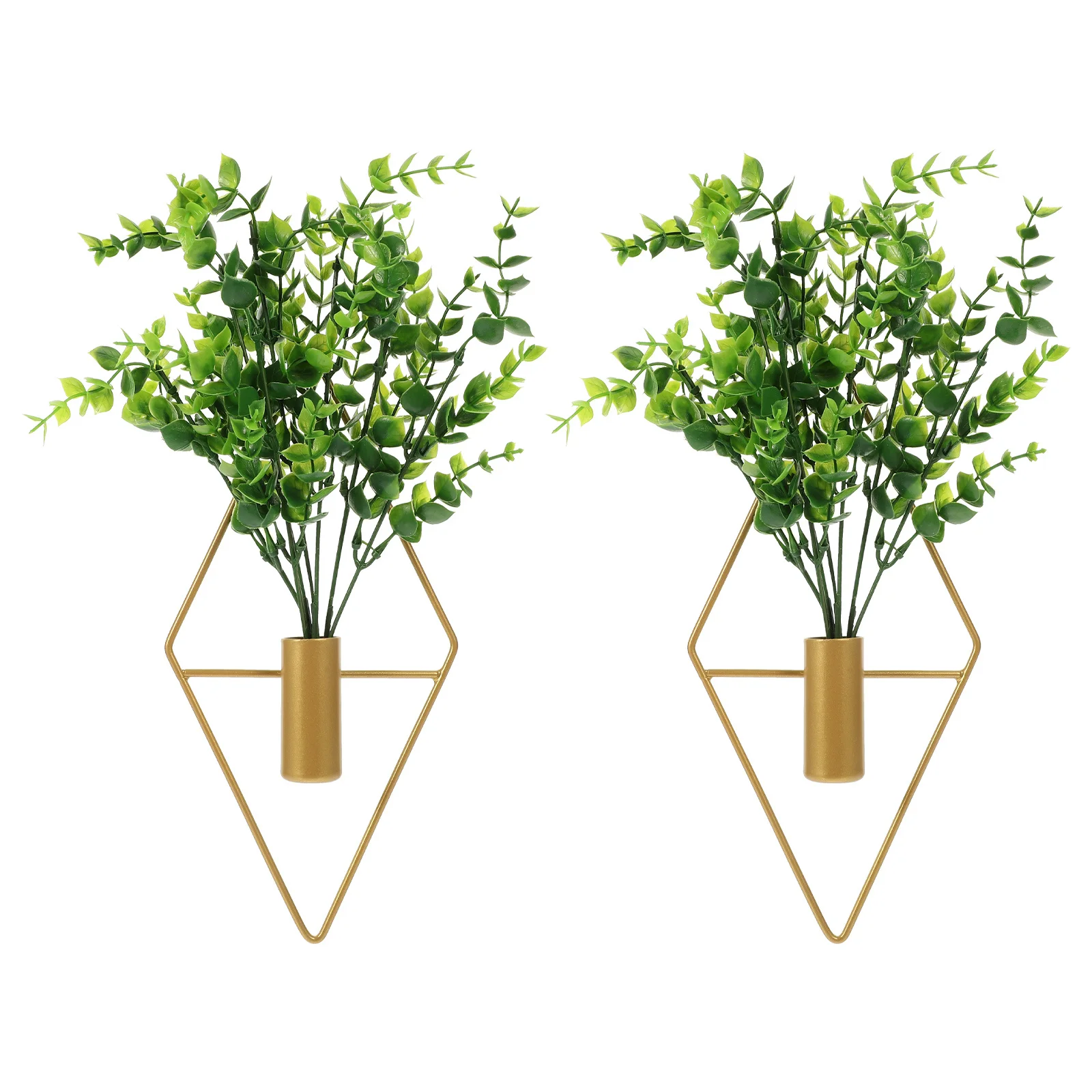 

2 set Diamond Shaped Wall Mounted Metal Planter Hanging Fake Plants Decorative Vase For Wedding Party Railing Fence Wall