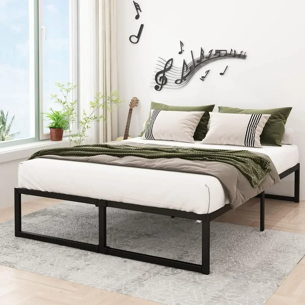 

Bed Frame16 Inch California King Bed Frame No Box Springs Require Heavy Duty Metal California King Platform, No Noise, Black Bed