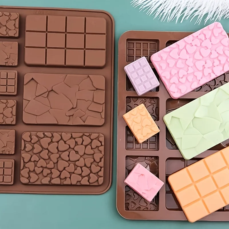 9 Cavity Heart Shape Silicone Chocolate Mold Waffle Mold 3D Grid Shape Fondant Decoration Candy Bar Baking Tools DIY