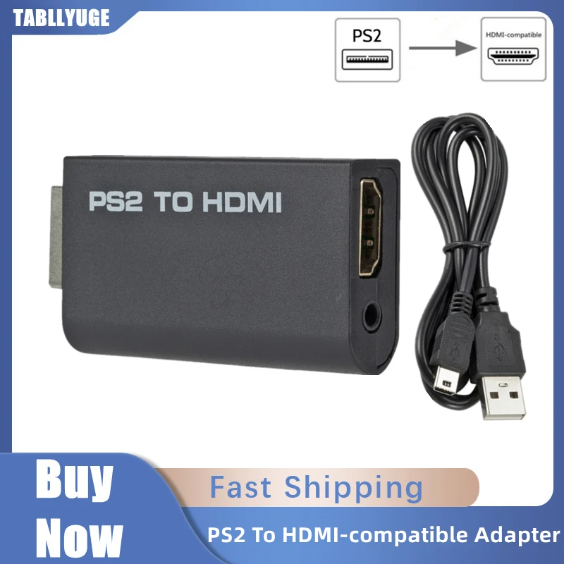 

Full 1080P PS2 to HDMI-compatible Audio Video Converter Adapter 480i/480p/576i with 3.5mm Audio Output for All PS2 Display Modes