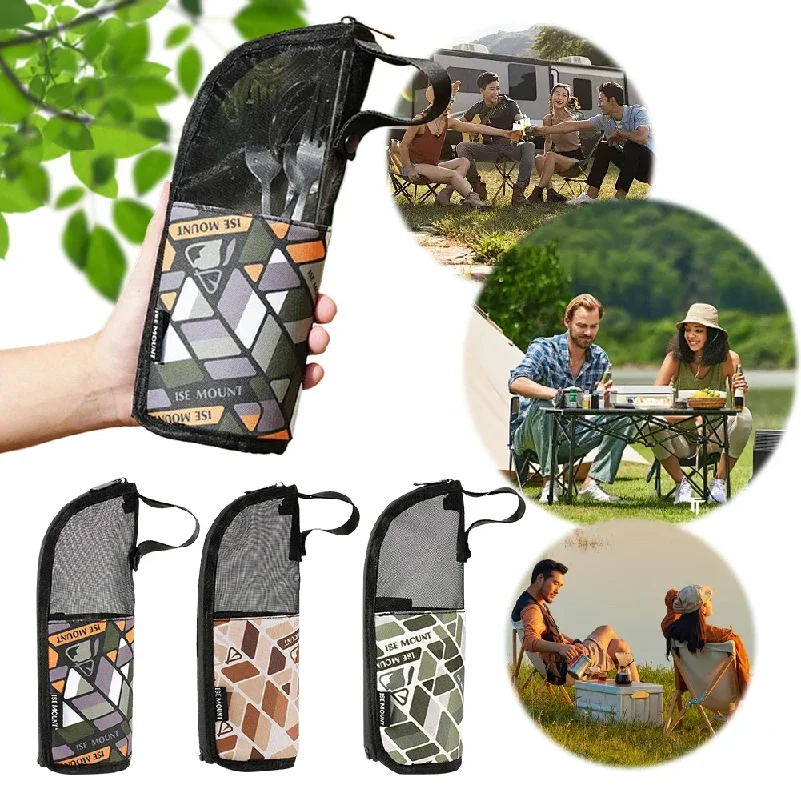 Camping Cookware Storage Bag Waterproof Camping Tableware Organizer Portable Travel Tableware Pouch for Outdoor Camping