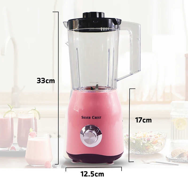 1.5L Electric Blender Pink Fruit Juicer Upgrade 1000W Shakes and Smoothies Blenders for Kitchen 2-Speed for Crushing Ice