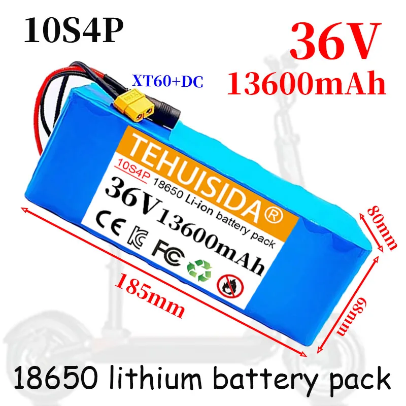 10S4P 36V 13600mAh Electric Scooter Lithium Battery 18650 Battery Pack 36V 13.6Ah Electric Scooter Electric Scooter Battery 36v
