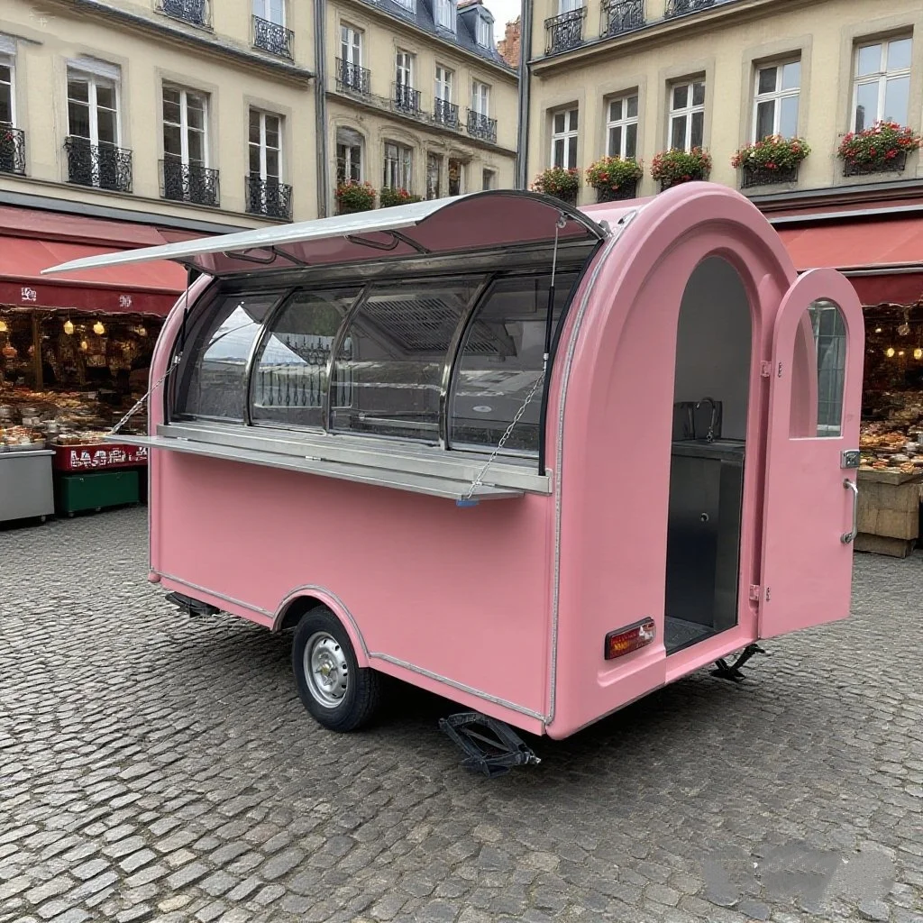 

Retro Fully Equipped Street Ice Cream Cart Outdoor Fast Food Trailer Mobile Hot Dog Truck Concession Food Truck for Sale