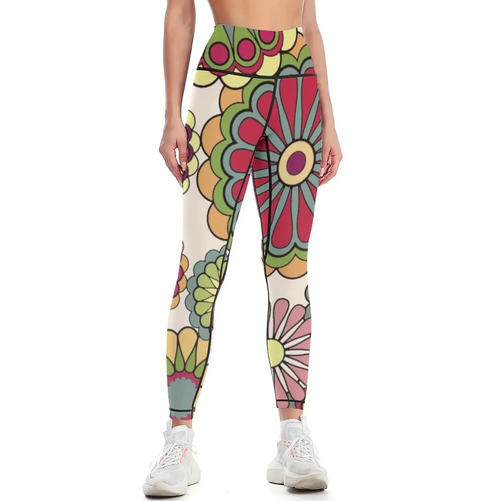 

Retro Flower Power Hippy Bohemian Style Leggings Women sports high waist Training pants Womens Leggings