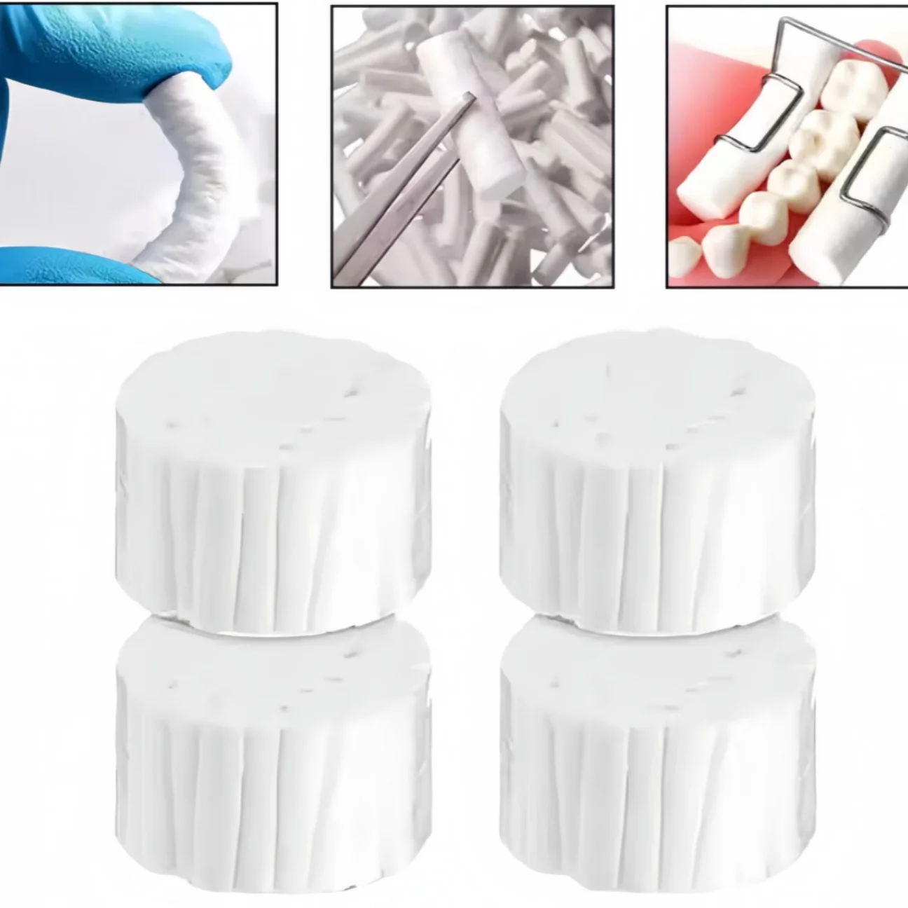

200Pcs Dental Cotton Roll 4 Rolls Teeth Cleaning Disposable Cotton Roll Highly Absorbent Cleaning Teeth Tools Oral Materials