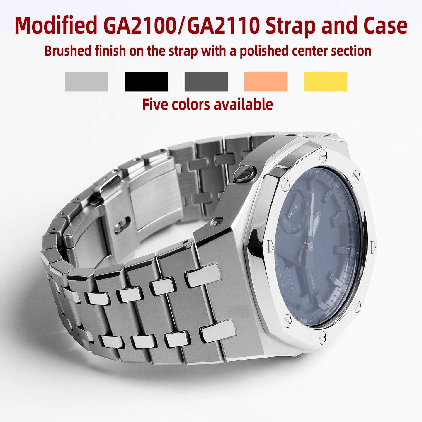 

Для Casio GA-2100/GA-2110: Чехол и ремешок Farmer Oak Custom из ТПУ, резины и нержавеющей стали (матовый и глянцевый)