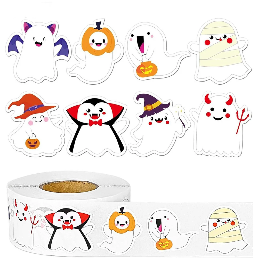 

500pcs Halloween Ghost Gift Packaging Label Stickers DIY Decoration Sealing Stickers