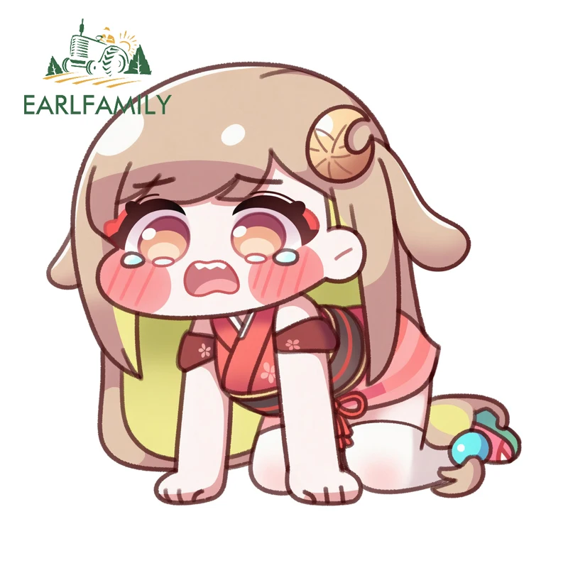

EARLFAMILY Chibi Crying Kaguya Car Sticker Creative Windows Desktop Occlusion Scratch Decal Kawaii Air Conditioner Accessories