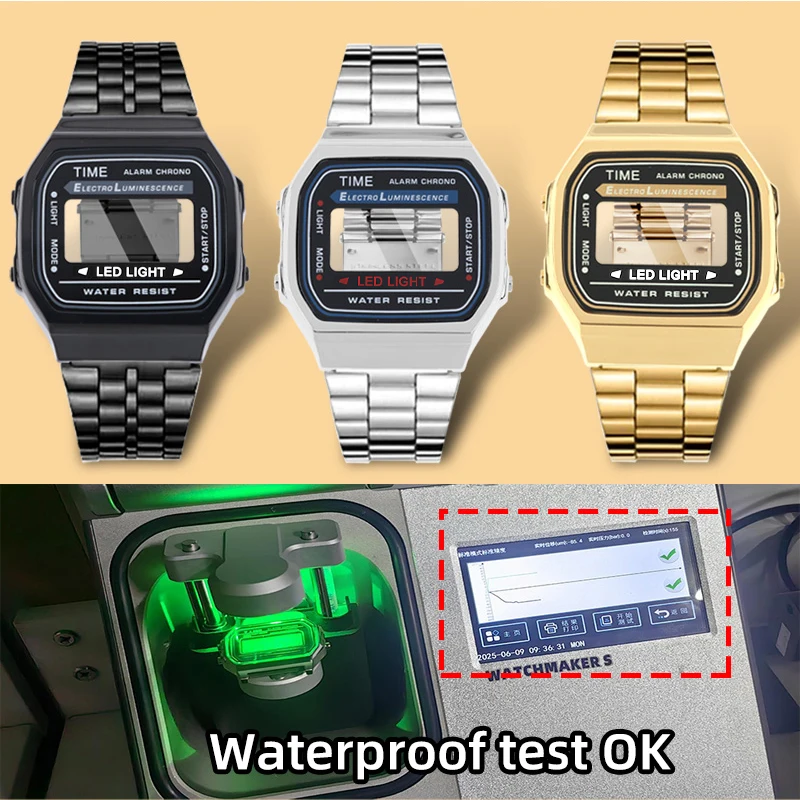 A168 Upgrade Edelstahl-Lünette Mod Kit für Casio 3298 A168WA A168XE Metallgehäuse und Armband 533-Uhrwerk Modifiziertes Gehäuse-Zubehör