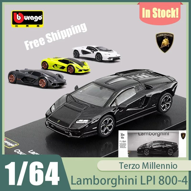 

New In Stock Bburago 1:64 Lamborghini Countach Lpi 800-4 Sports Car Terzo Millennio Diecast Model Multiple Colors Available Toys