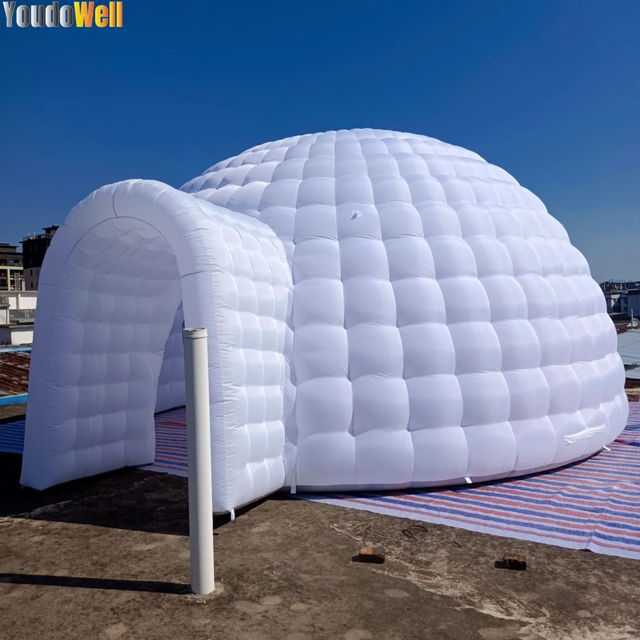 Promozione dello sconto tenda a cupola gonfiabile rifinita con alloggiamento In miele bianco personalizzato 6 metri di diametro una porta utilizzata per le feste