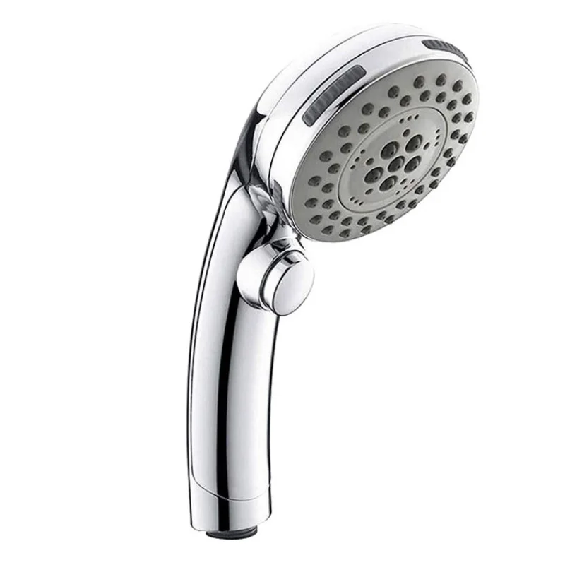 Handheld Shower Head High Pressure Chrome 5 Spary Setting ON/OFF Pause Switch Water Saving Adjustable Detachable