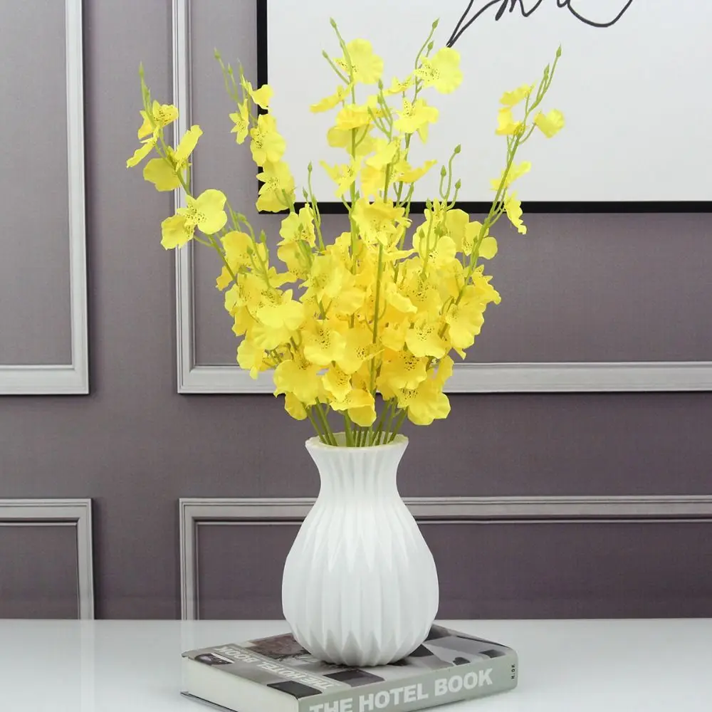 Plastic Flower Vase Imitation Ceramic Nordic Style Flower Pot Basket Solid Color Living Room Decoration