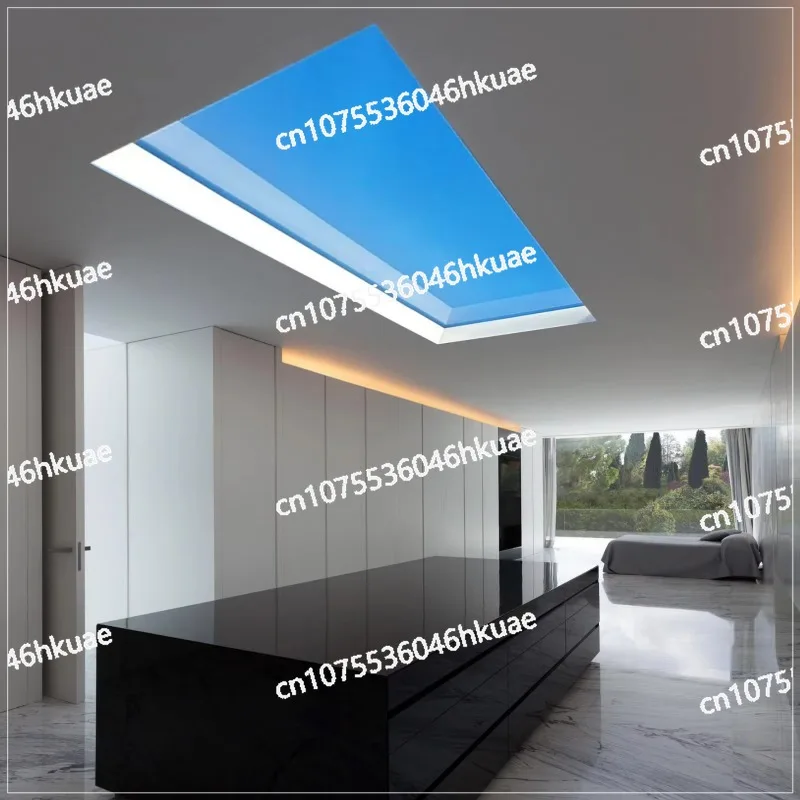 Colored Roof, Analog Light Emitting Diode Ceiling, Virtual Light Recessed Windows, Blue Sky