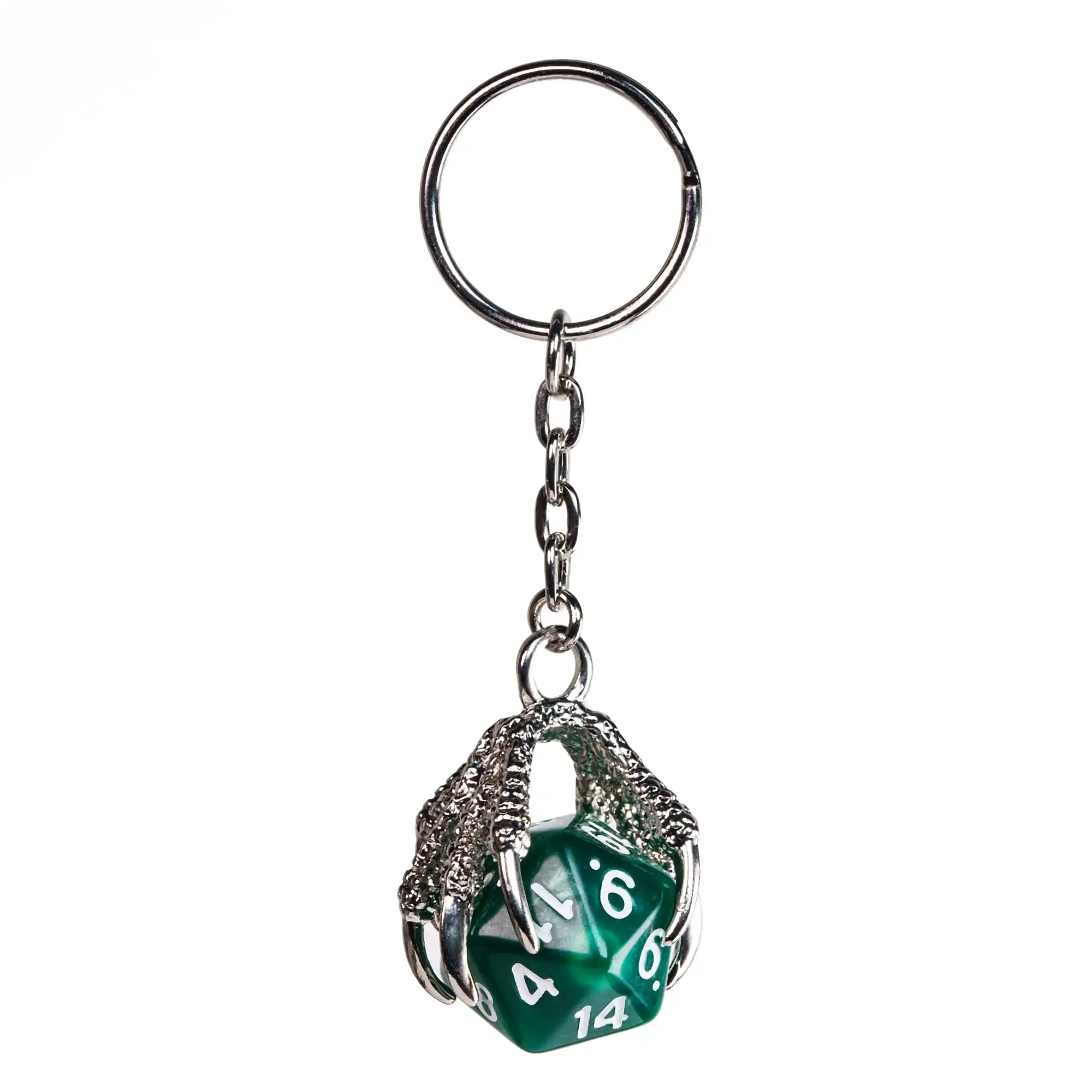 Poludie Creative Keychain D20 Key Ring RPG Dice Key Chain Dragon Claws and Pearl Textured Dice Key Holder For DND Game Lovers