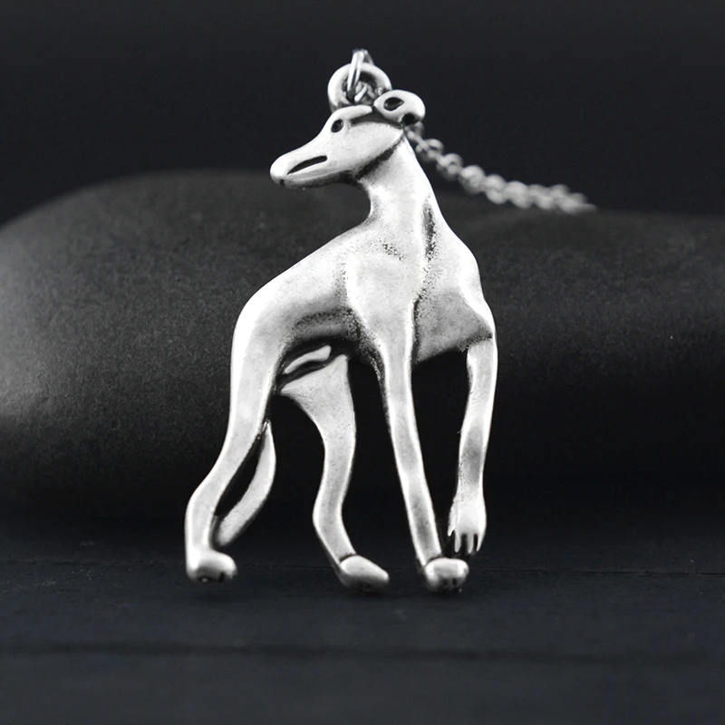 10 Pieces Vintage 2 Style Italian Greyhound Whippet Dog Charms Pendant Necklace Pet Long Chain Necklaces for Women Men Jewelry