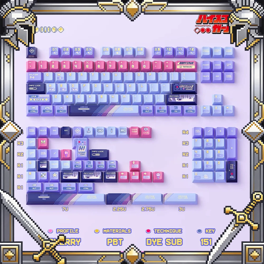 

Клавиши TITANNATION High Score Girl для ПК, оригинальные, заводские, стандартной высоты, PBT, светопропускающие, аксессуары для ПК, подарки