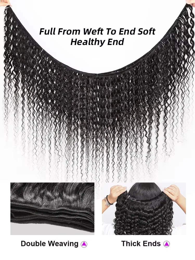 30 34 Inch Deep Wave Human Hair Bundles Curly Hair Burmese Weaving Raw Unprocessed Tissage Double Weft Virgin Hair Extensions