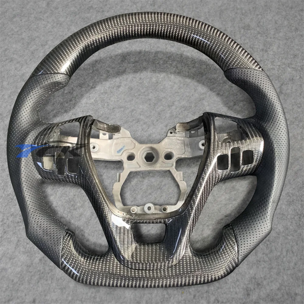 

Custom Carbon Fiber Black Perforated Leather Steering Wheel For 2015 2016 2017 2018 2019 2020 Ford Explorer
