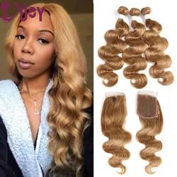 Body Wave Bundles With Closure Brazilian Human Hair Bundles With Closure Honey Blonde Human Hair Bundle With Closure Remy IJOY