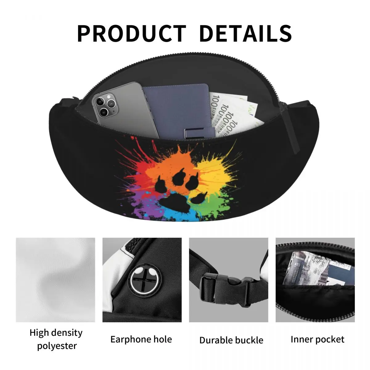 مخصص مثلي الجنس الدب باو فخر حزمة مراوح للسفر النساء الرجال GLBT LGBT قوس قزح فخر Crossbody الخصر حقيبة الهاتف المال الحقيبة
