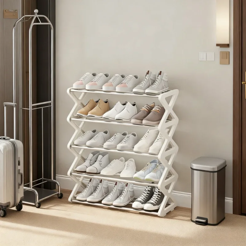 توفير المساحة الصغيرة! رف أحذية سهل التجميع، قماش مقاوم للغبار والنمط الشمالي - صفقة عيد الميلاد! قل وداعاً إلى كلوتر! #1