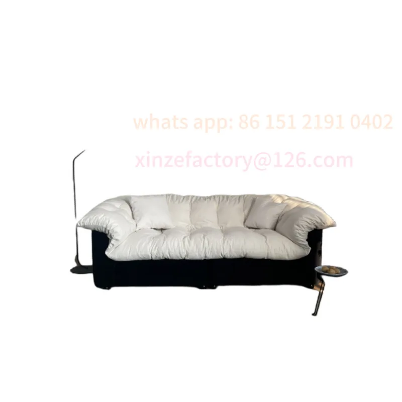 

Customizable French retro lazy wind camellia sofa straight row black and white medieval wabi sandy wind same sofa