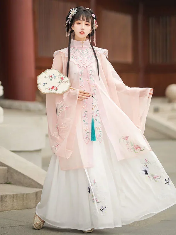 Hanfu أنثى النمط الصيني التقليدي Hanfu مينغ سلالة سحابة الكتف الوقوف طوق فستان زي القديمة الجنية بدلة أنيقة