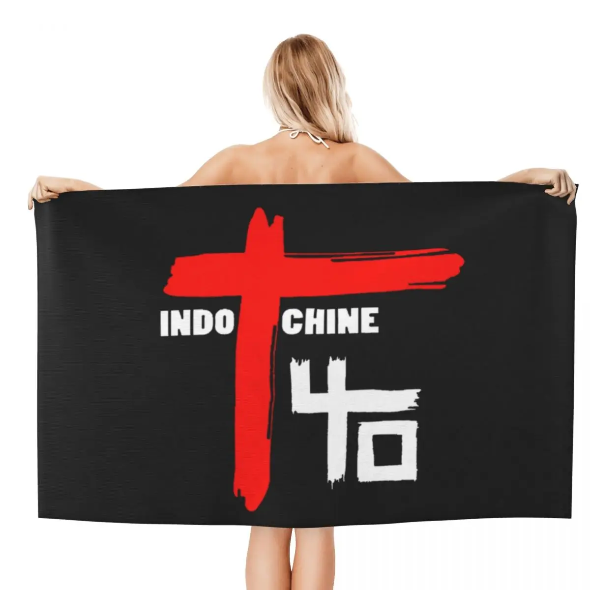 Custom Indochine Logo Pop Rock Beach Towel Cross Soft Linen Microfiber Bath Towels