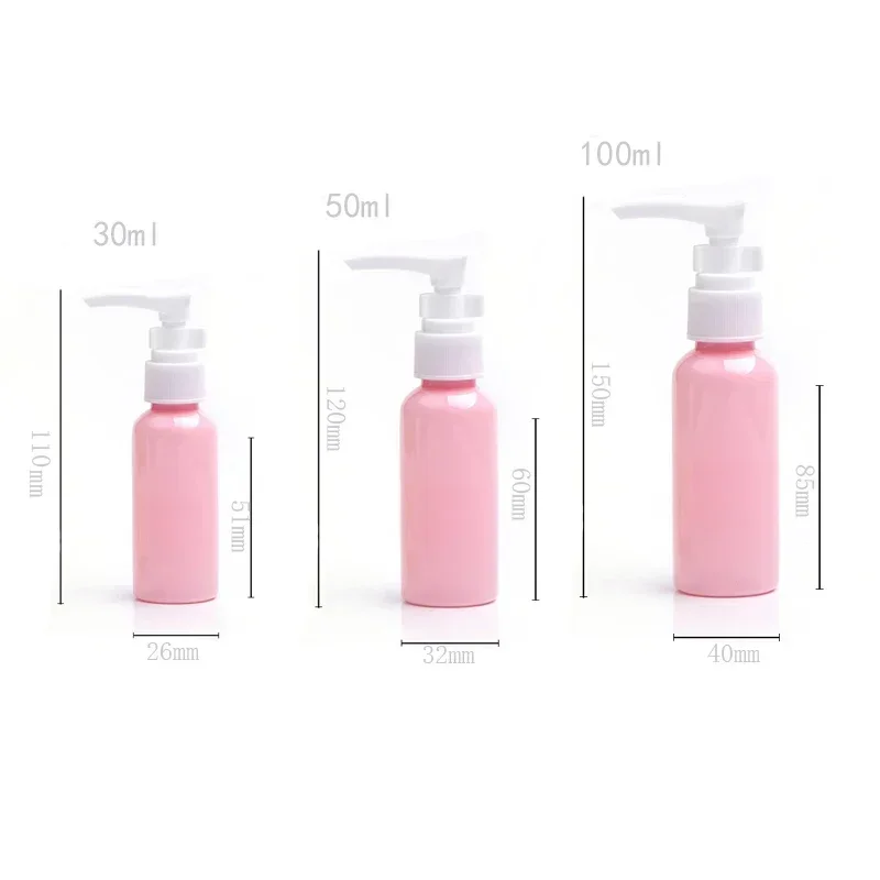 5Pcs 30/50/100 ml Plastic Refillable Pump Bottle with Lotion Pump Dispenser For Lotions Shampoo Cleaning Products Aromatherapy