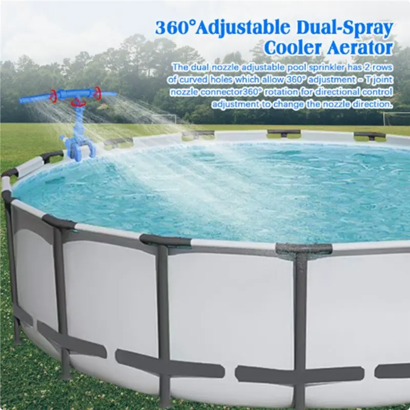 NEW HOT In Stock-Pool Fountain Above Ground Dual Waterfall Fountains 360 Adjustable For Top Railing Sizes 1.18"-4.72" Includes