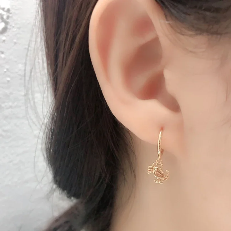 Gold Silver Color Small Animal Glossy Crab Dangle Drop Earring  for Women Charm Piercing Pendiente Jewelry