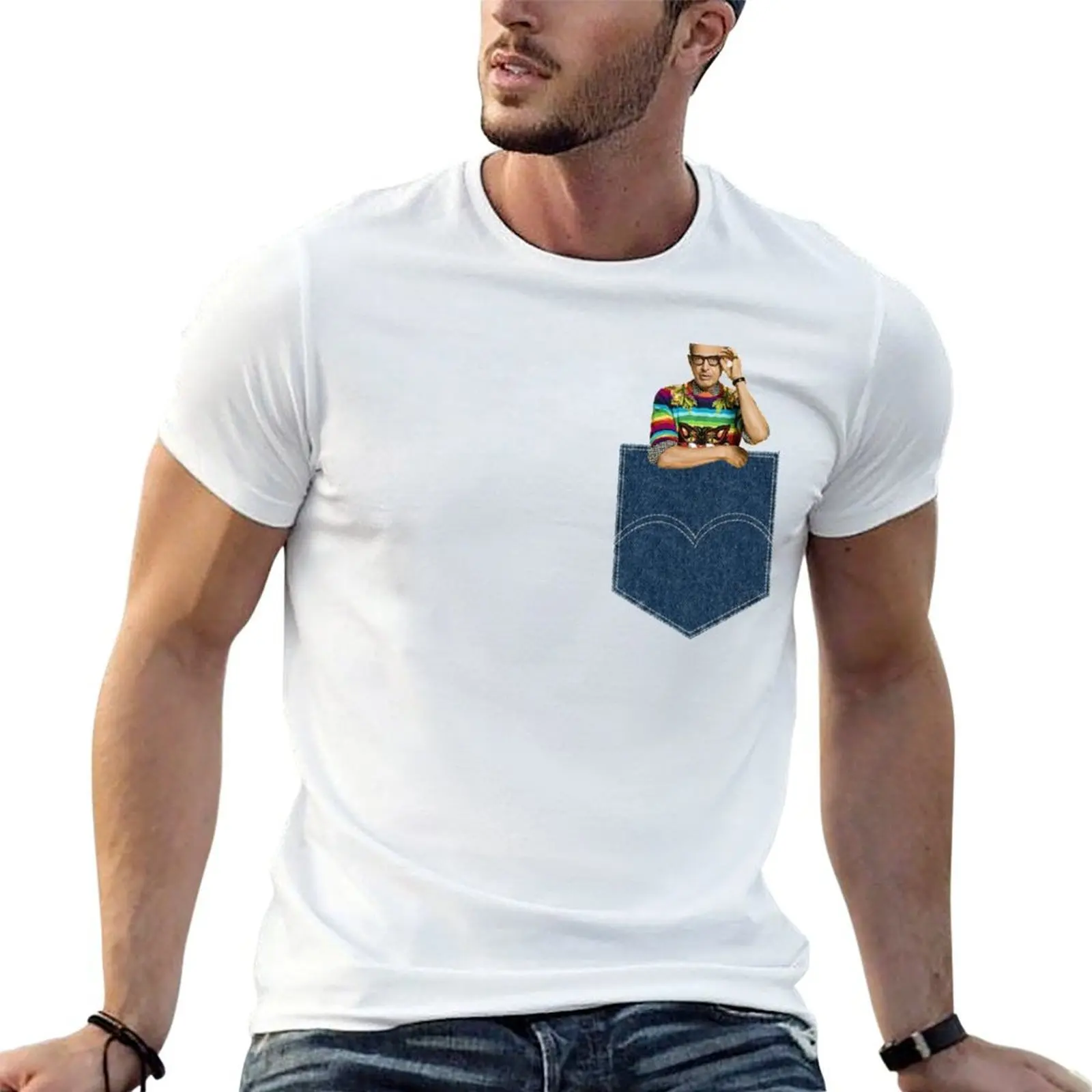 

Pocket Jeff Goldblum T-Shirt cotton tshirt 100% graphic t shirts for man T-Shirt