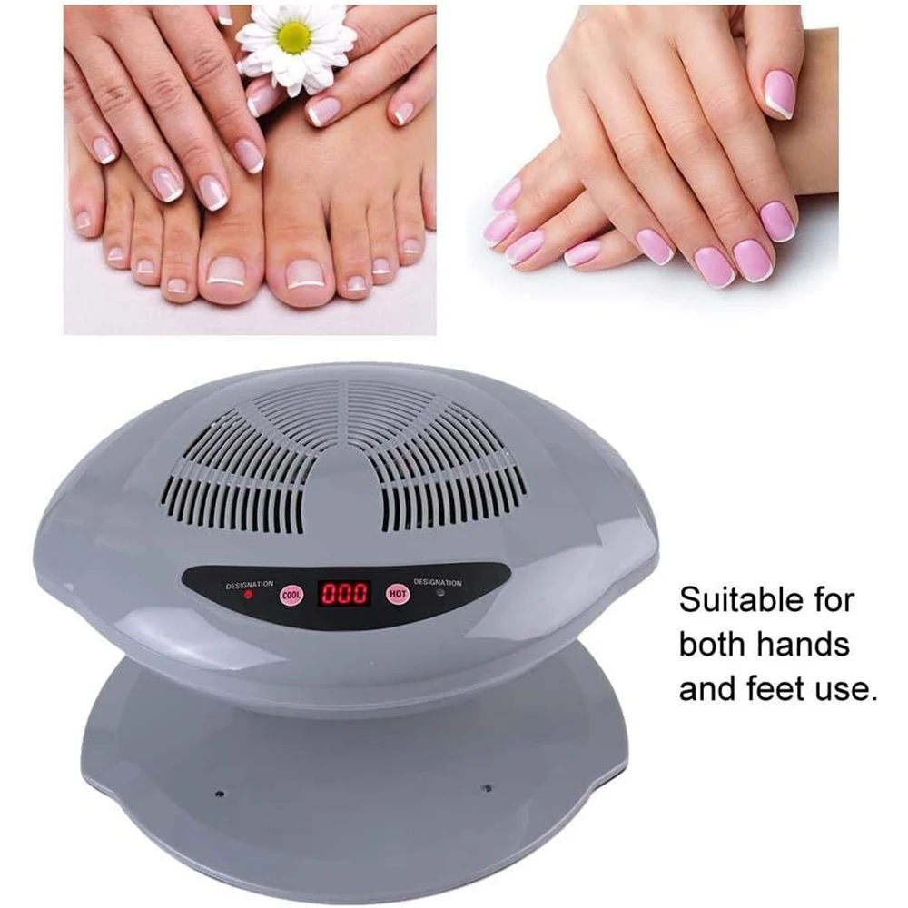 مجفف أظافر، مجفف شعر بمروحة أظافر مع وظيفة الهواء الساخن والبارد الأوتوماتيكية، أدوات أظافر مناسبة لعلاج أظافر القدمين والأظافر