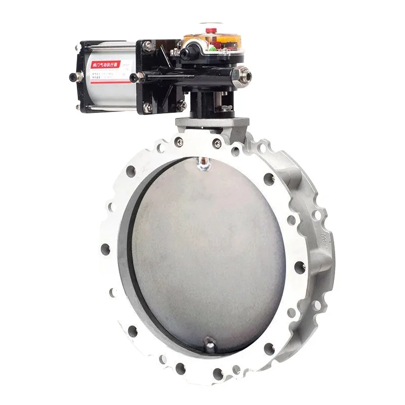 Pneumatic Stainless Steel Powder Butterfly Valve DN300 Single/Double Flange Plate Disc Valve For Water For Cement Mixing Station