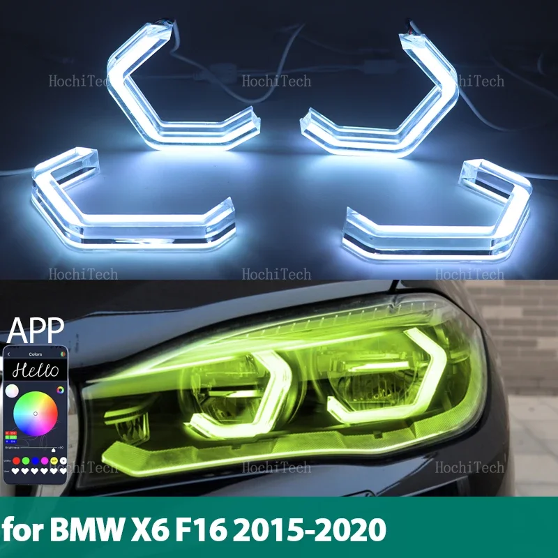 

RGB M4 style App control LED Angel Eyes Ring Lamp Car Running Light DRL for BMW X6 F16 2015-2019 xDrive35i 50i 30d 35d 40d M50d