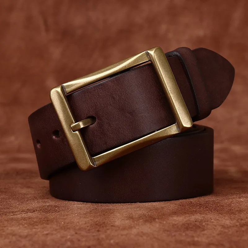 Thickened top layer leather copper real belt style hand-frosted men's
